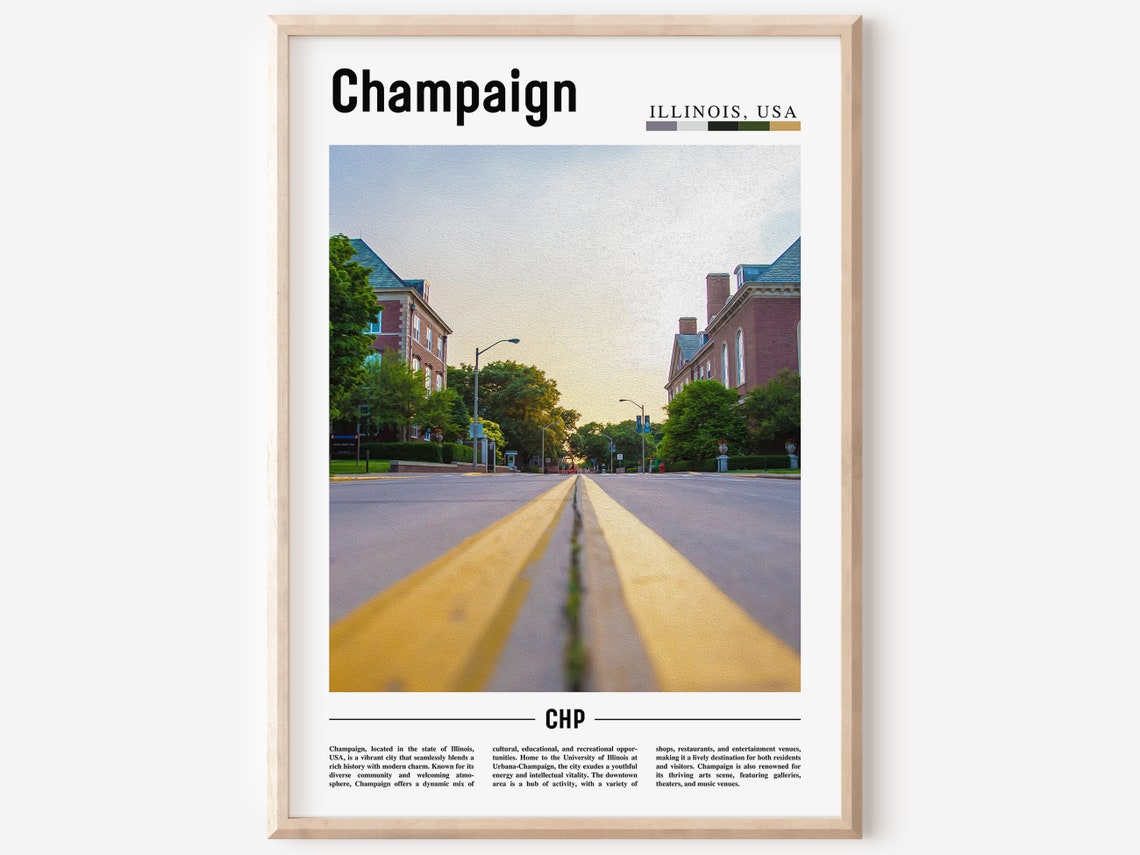 Champaign Poster Champaign Print Champaign Wall Art United States Photo United States Poster United States Print Travel Poster