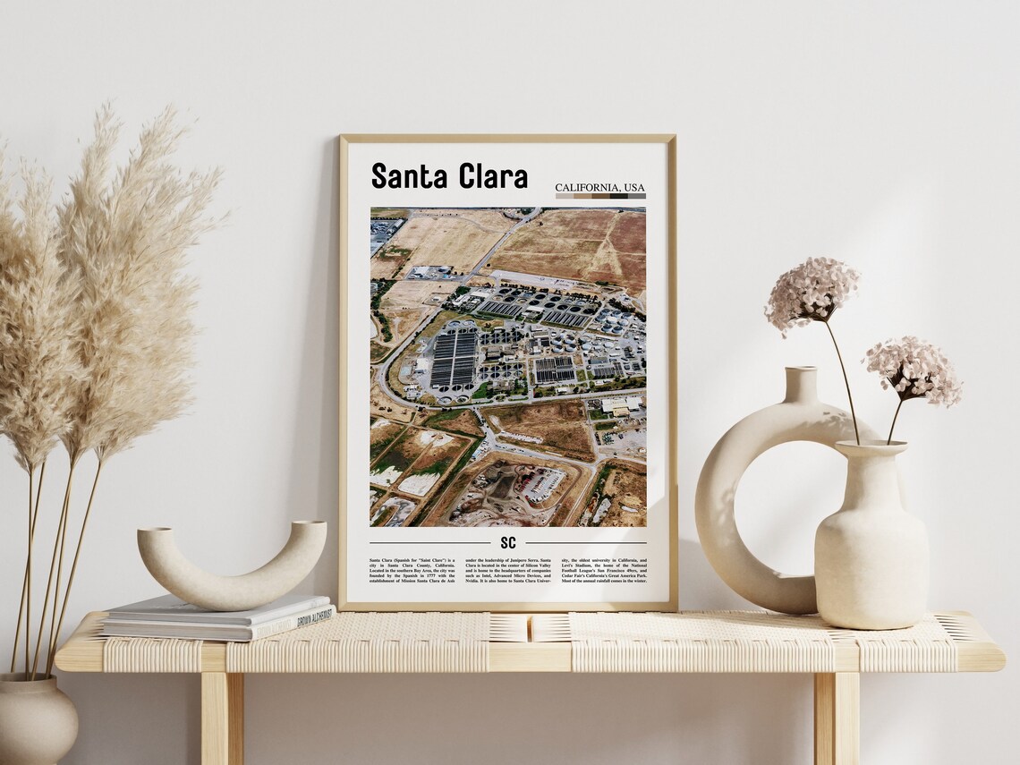 Santa Clara California Aerial Industrial Landscape Minimalist Travel Poster - Image 3