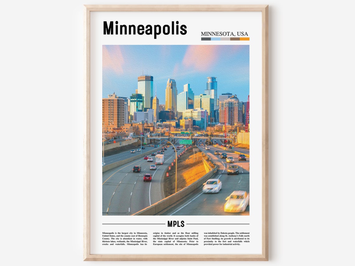 Minneapolis Print Minneapolis Poster Minneapolis Wall Art Oil Painting Poster City Print City Artwork Travel Artwork Travel Wall Art