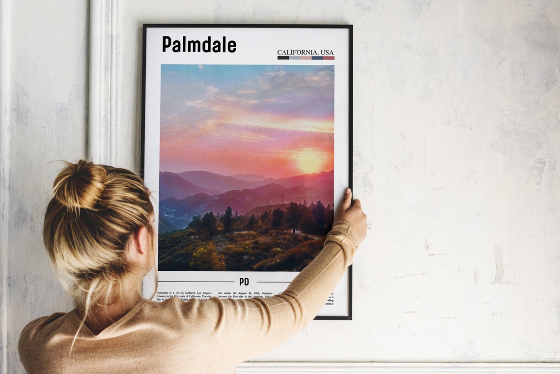 Palmdale Print Palmdale Poster Palmdale Wall Art Minimal Travel Print Minimal City Poster Travel Destination Print Oil Painting Poster - Image 2