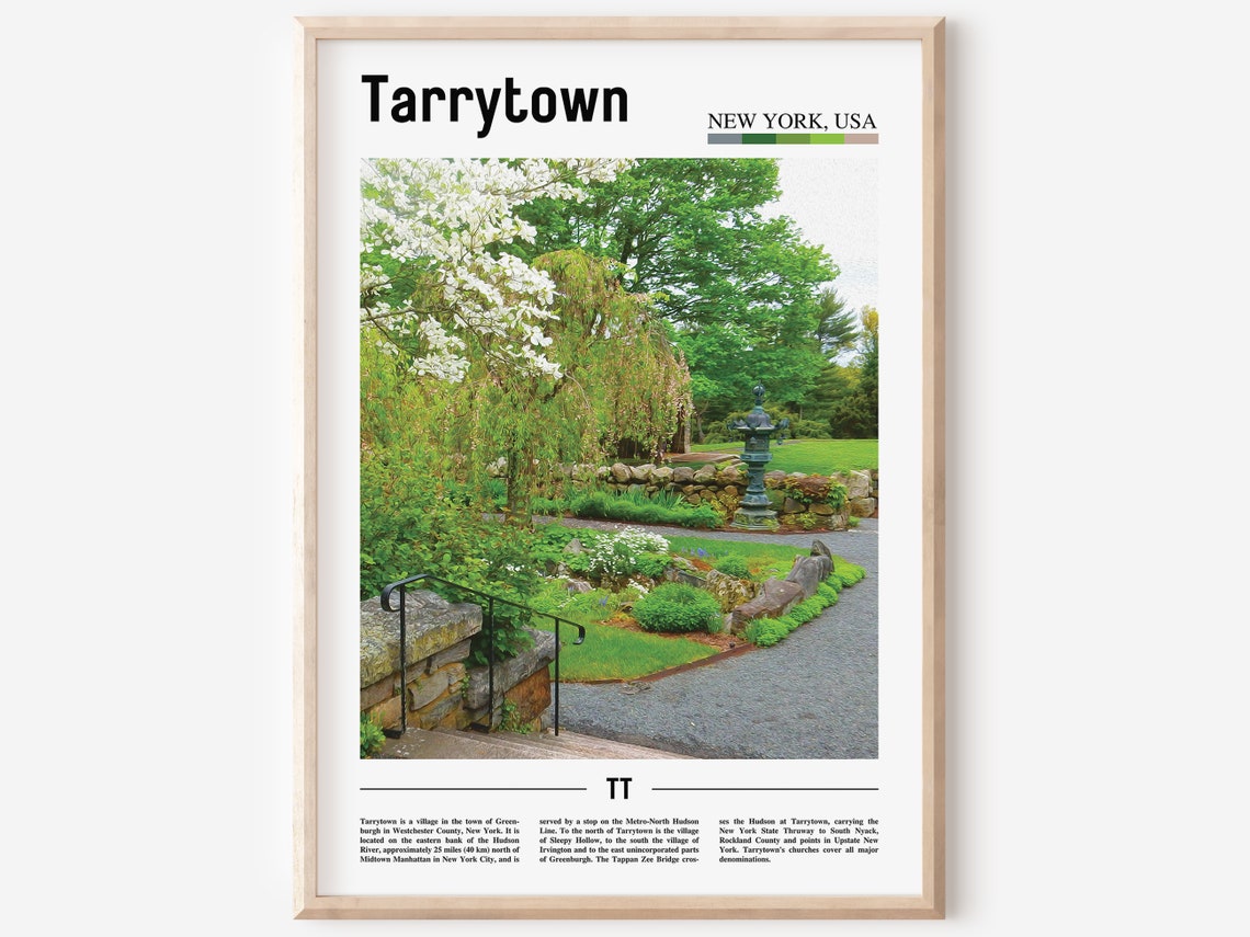 Tarrytown New York Garden Stone Wall Spring Photo Travel Poster