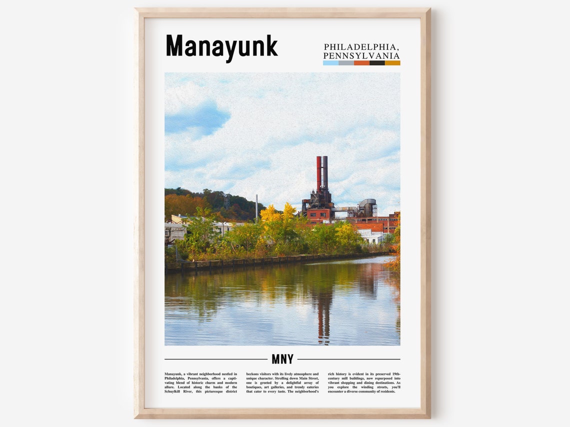 Manayunk Philadelphia Pennsylvania Riverside Industrial Scene Poster