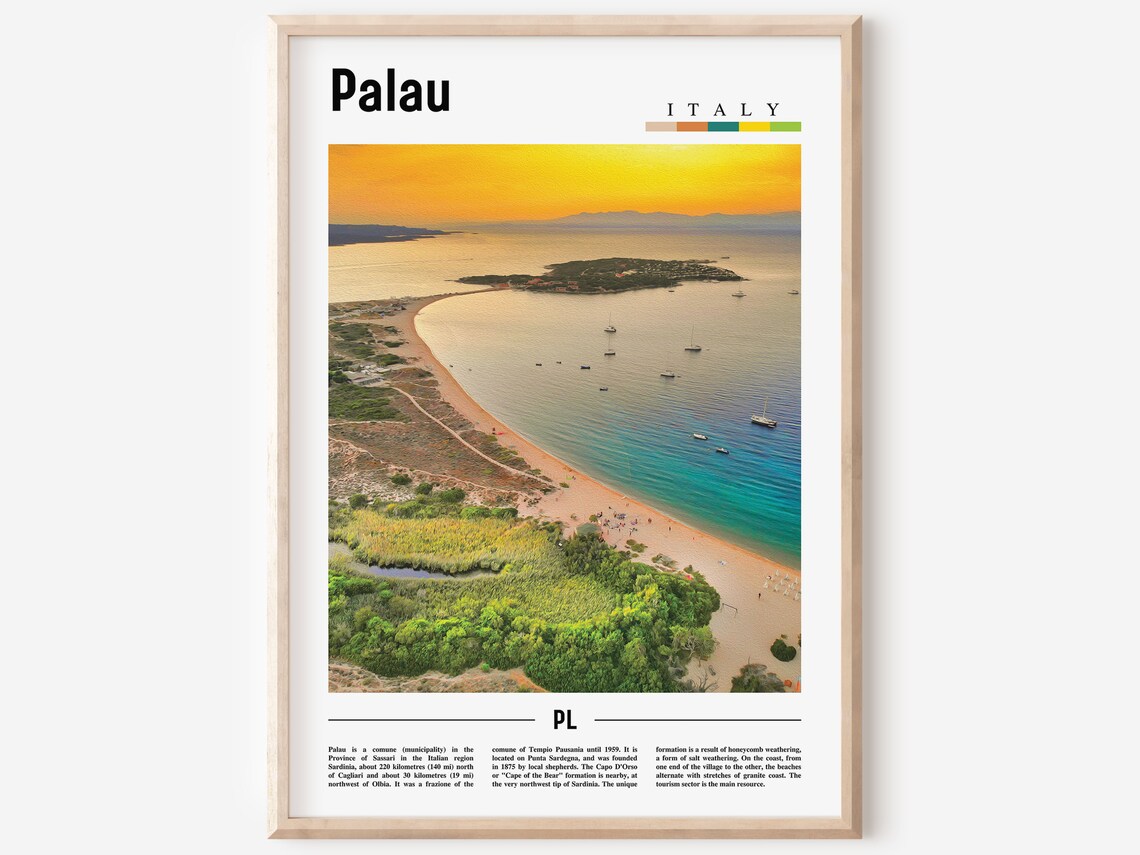 Palau Italy Sunset Beach Aerial Sardinia Travel Photo Poster