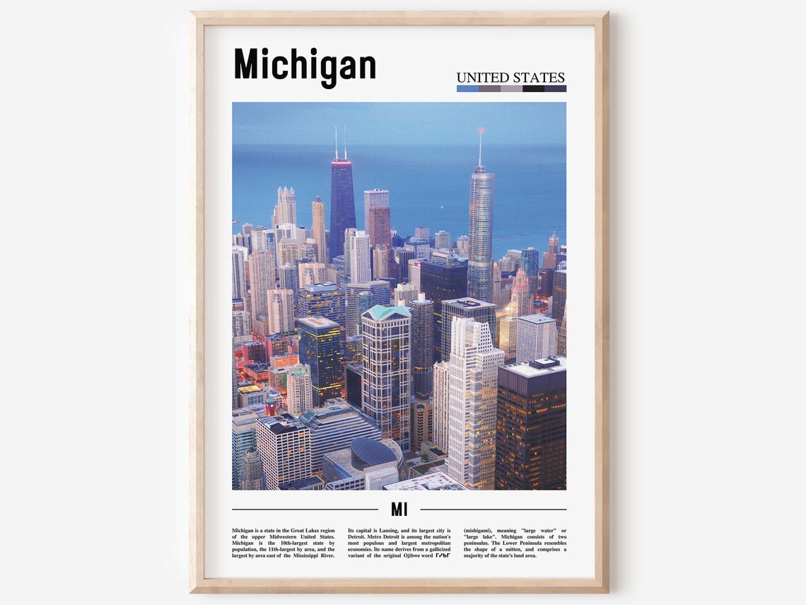 Michigan City Skyline Dusk Towers Lake Lights Night Photo Poster