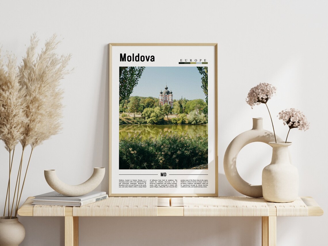 Moldova Europe Monastery Lake Photo Minimalist Travel Art Poster - Image 3