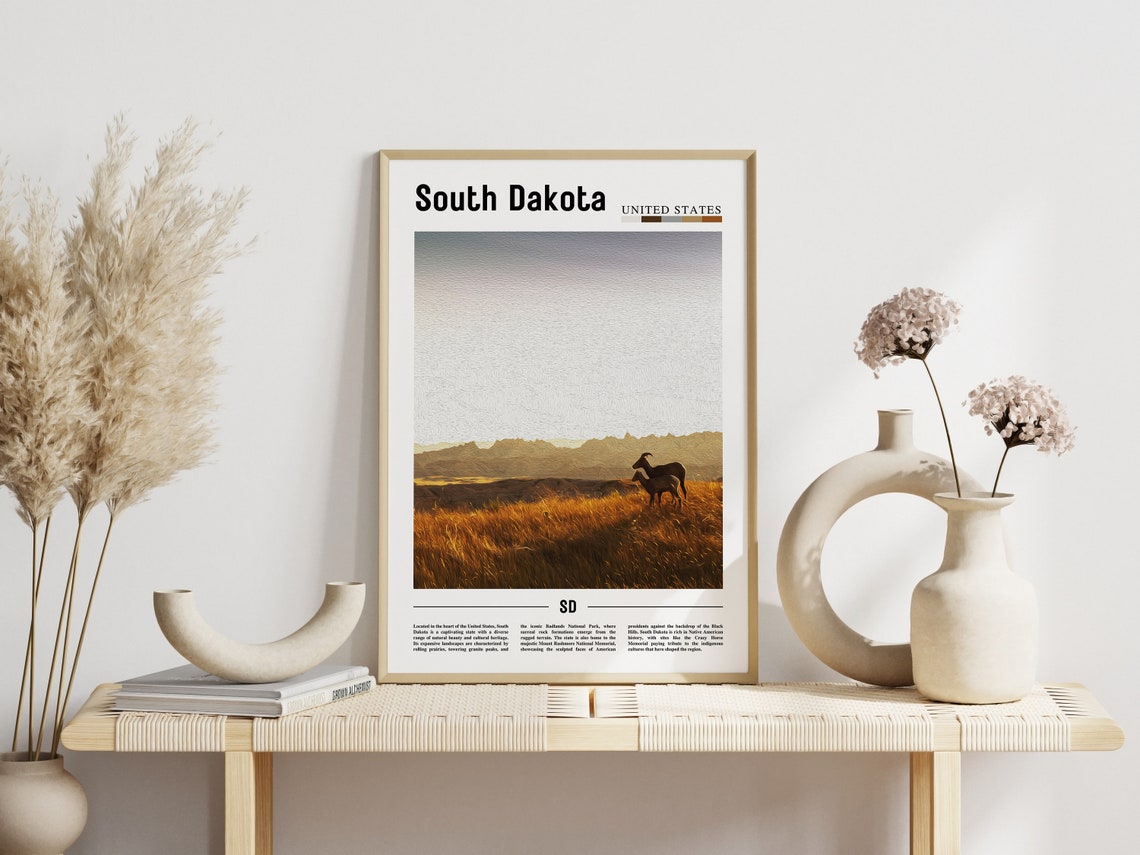 South Dakota Poster South Dakota Print South Dakota Wall Art United States Photo United States Poster United States Print - Image 3
