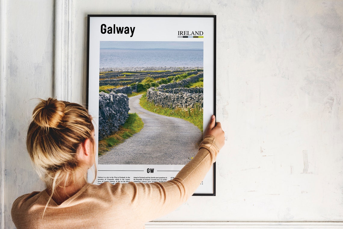 Galway Ireland Stone Walled Country Road Coastal Travel Poster - Image 2