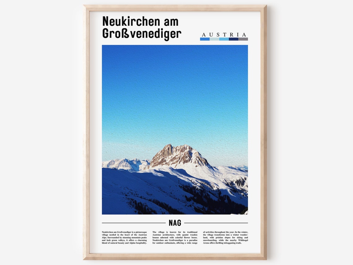 Neukirchen Austria Snowy Alpine Peak Winter Photo Travel Poster