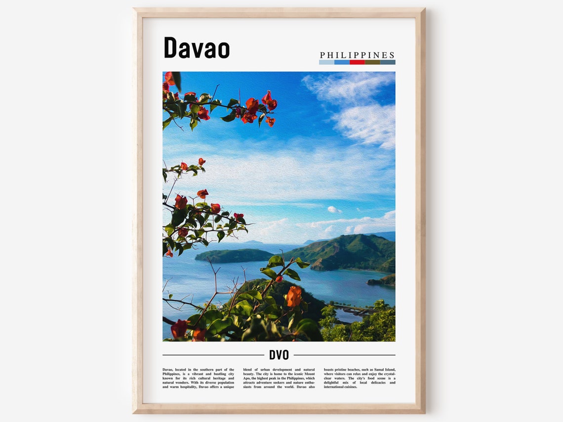 Davao Philippines Tropical Bay Bougainvillea Travel Photo Poster