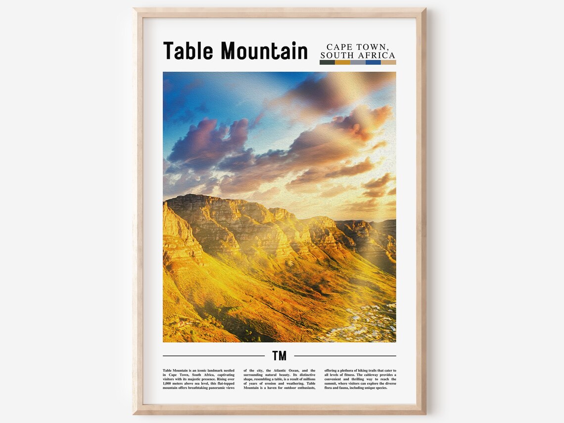 Table Mountain Cape Town South Africa Golden Light Travel Poster
