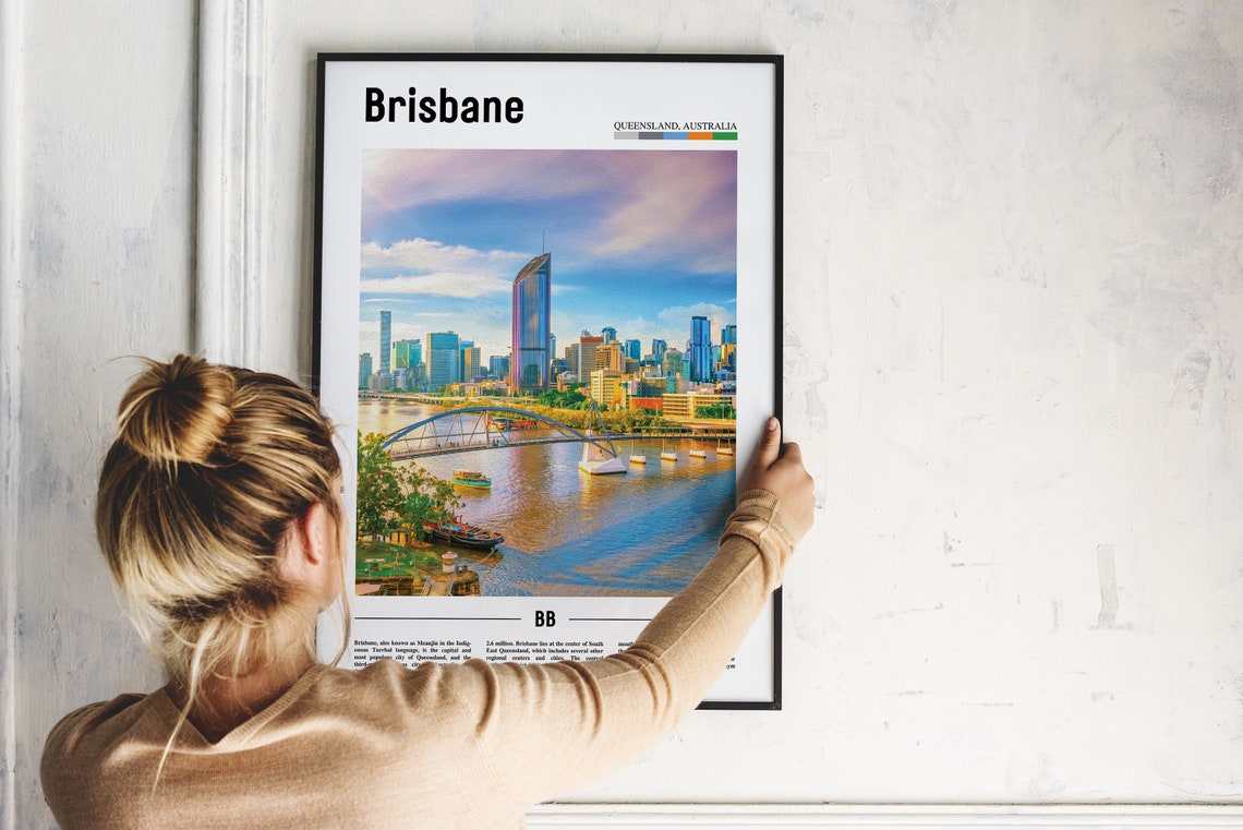 Brisbane Print Brisbane Poster Brisbane Wall Art Oil Painting Poster Colorful City Print City Artwork Travel Artwork Travel Wall Art - Image 2