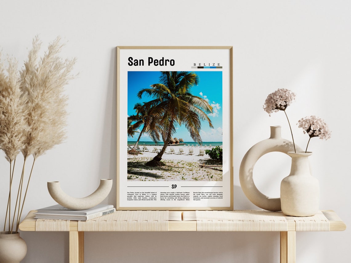 San Pedro Poster San Pedro Print San Pedro Wall Art Minimal Travel Print Travel Destination Oil Painting Poster - Image 3