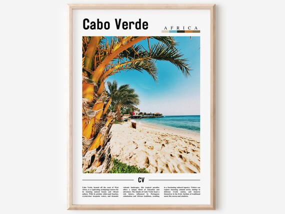 Cabo Verde Island Tropical Beach Palm Fronds Africa Travel Poster
