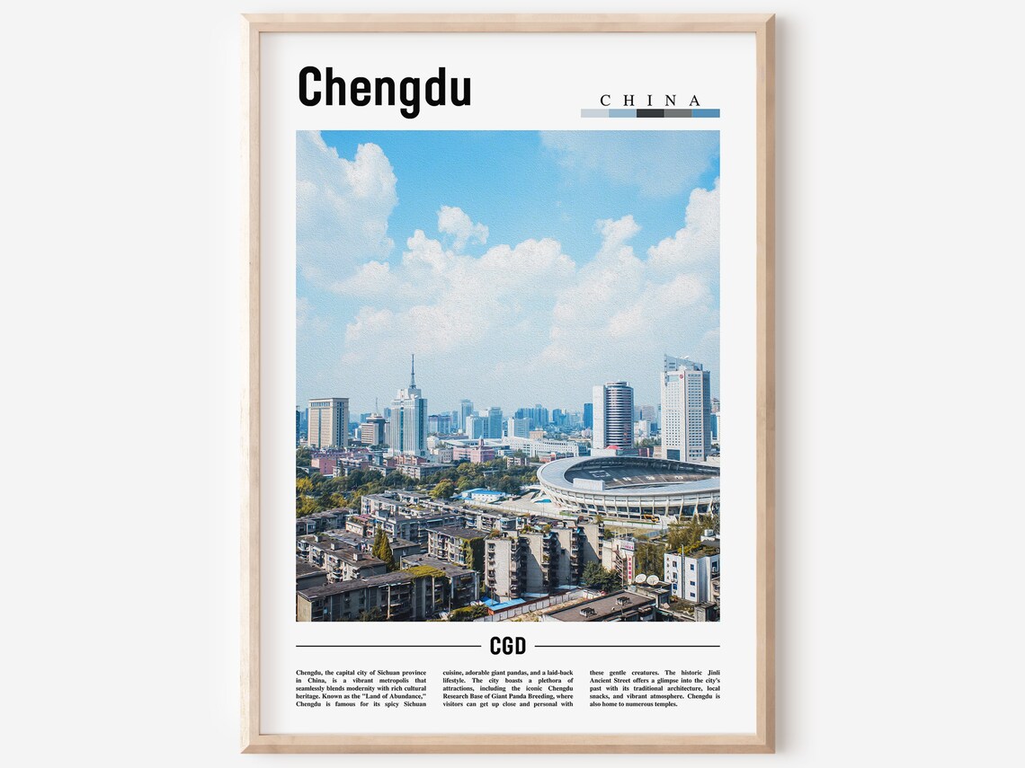 Chengdu China City Skyline Daylight Urban Photography Travel Poster