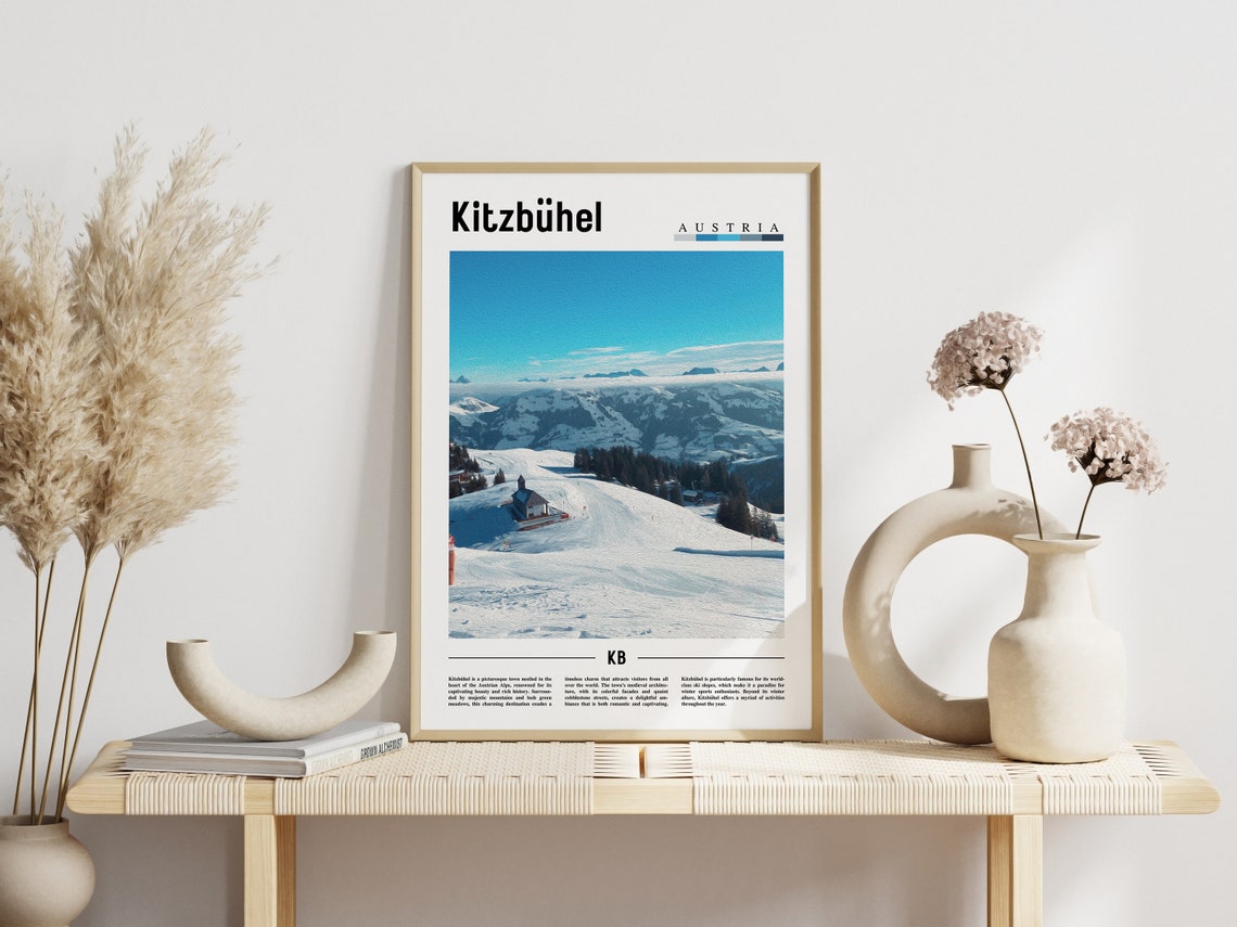 Kitzbuhel Austria Snowy Alpine Ski Slope Mountain Poster KB Winter - Image 3