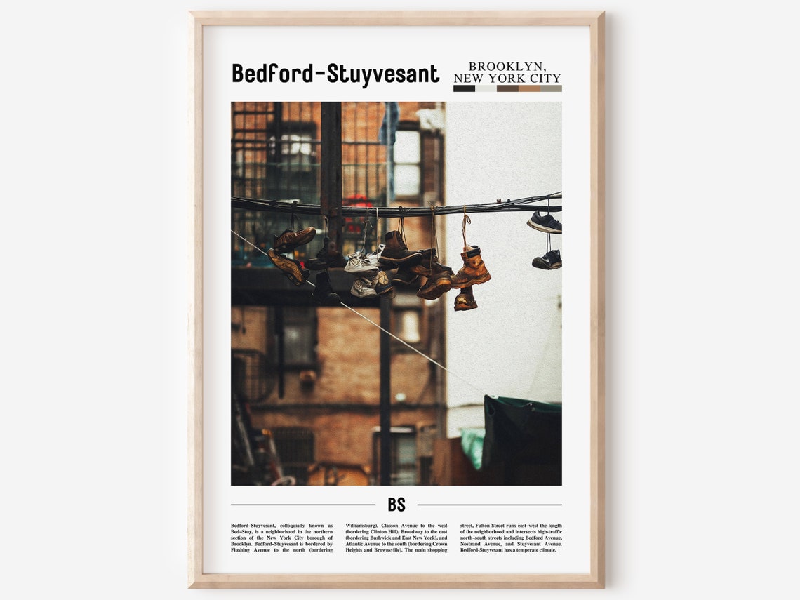 Bedford Stuyvesant Poster Bedford Stuyvesant Print Bedford Stuyvesant Wall Art Minimal Travel Print Oil Painting Poster