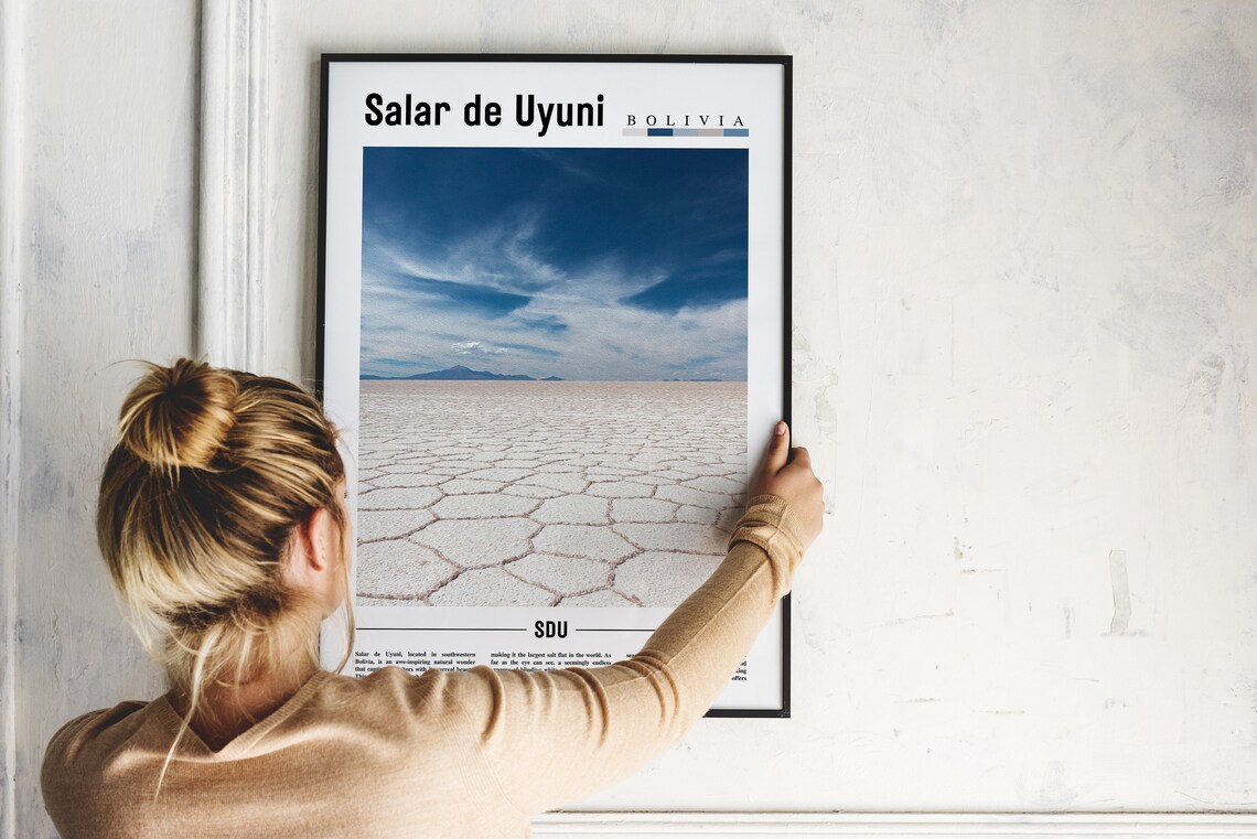Salar de Uyuni Bolivia Salt Flats Minimalist Travel Poster Photo - Image 2