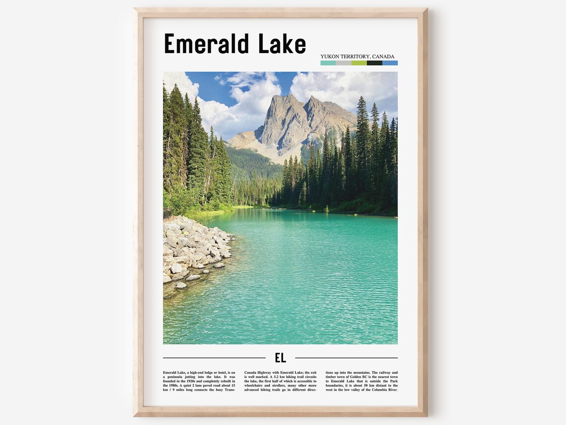 Emerald Lake Yukon Canada Turquoise Mountain Lake Photo Poster