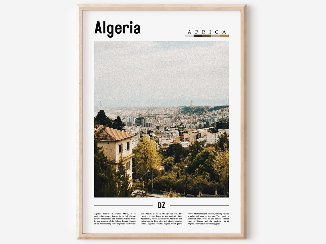 Algeria Africa White City Hillside Mediterranean View Photo Poster