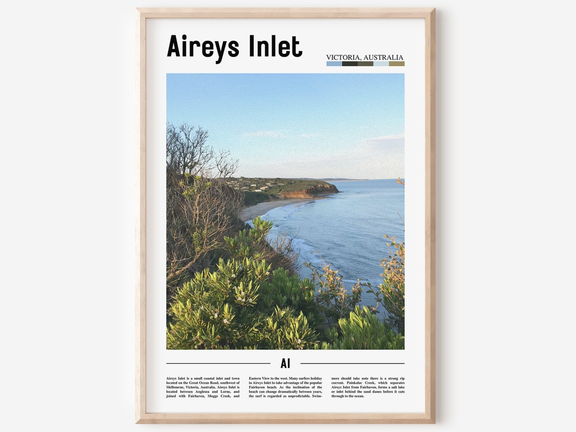 Aireys Inlet Print Aireys Inlet Poster Aireys Inlet Wall Art Minimal Travel Print Minimal City Poster Travel Oil Painting Poster