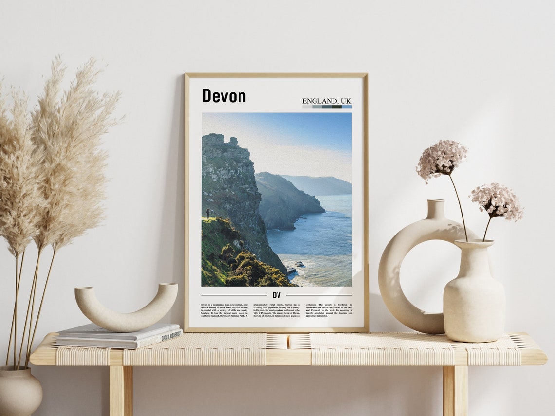 Devon England UK Dramatic Cliffs Coastline Sea View Travel Poster - Image 3