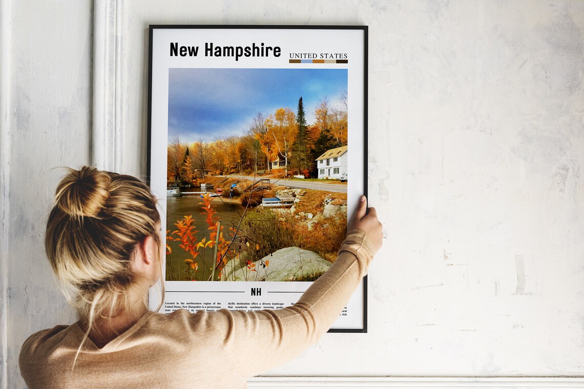 New Hampshire Fall Foliage Lake Autumn Scenery New England Poster - Image 2