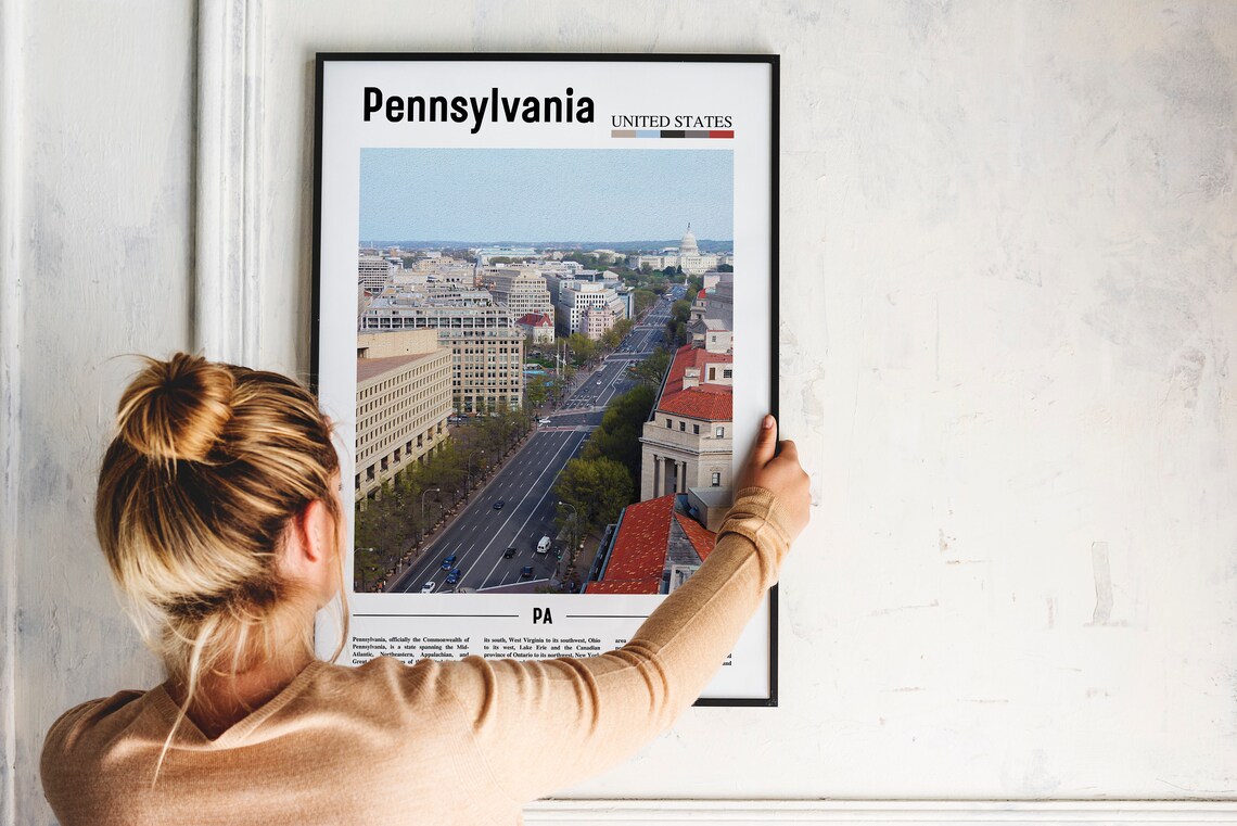 Pennsylvania City Avenue Aerial Urban Photography Travel Poster - Image 2