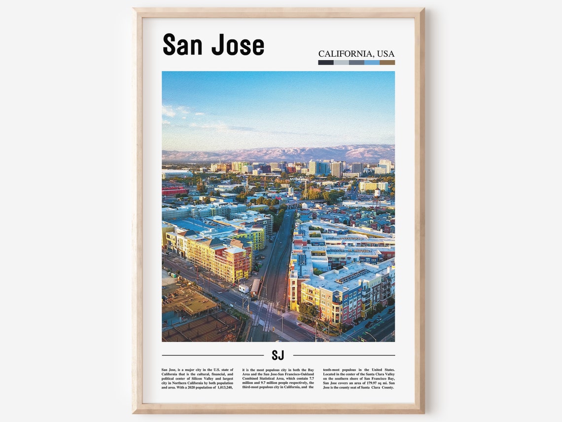 San Jose Print San Jose Poster San Jose Wall Art Oil Painting Poster Colorful City Print City Artwork Travel Artwork Travel Wall Art