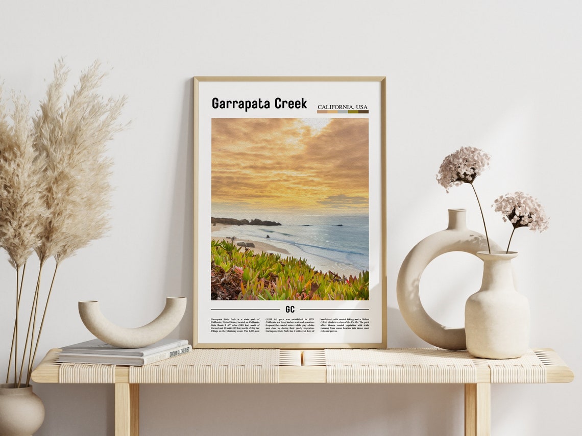 Garrapata Creek California Golden Sunset Coast Beach View Poster - Image 3