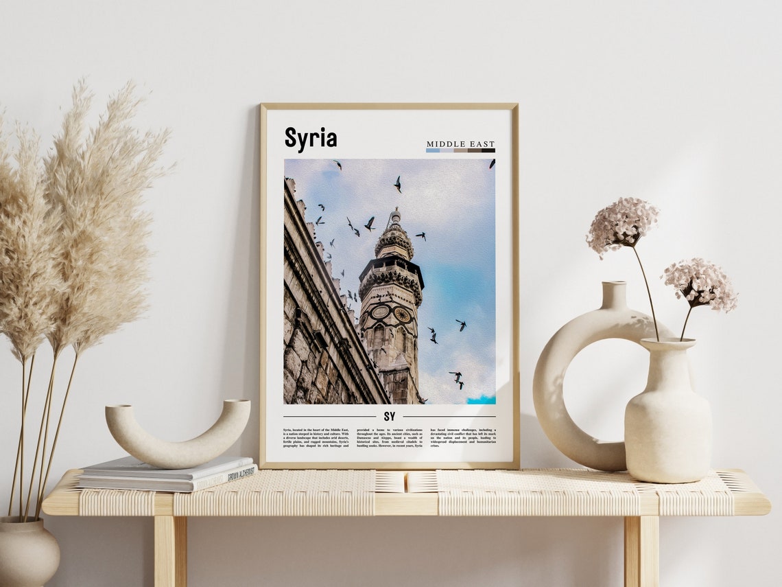 Syria Poster Syria Print Syria Wall Art Minimal Travel Print Travel Destination Oil Painting Poster - Image 3