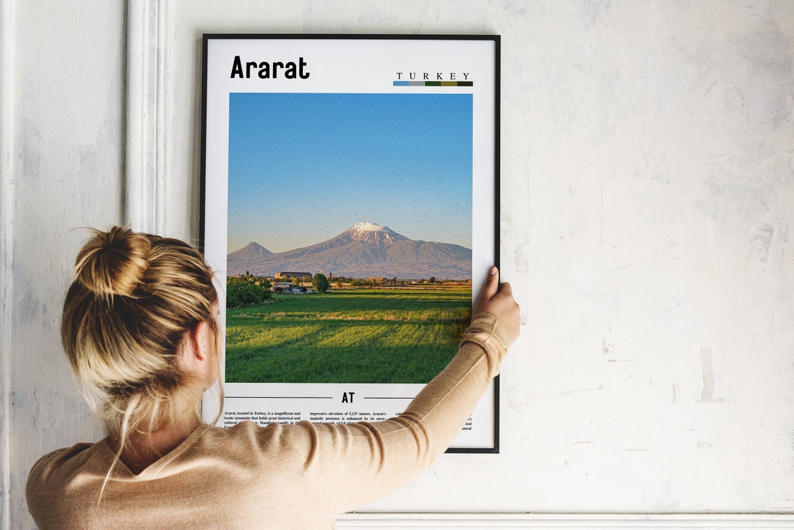 Mount Ararat Turkey Snow Capped Summit Green Fields Travel Poster - Image 2