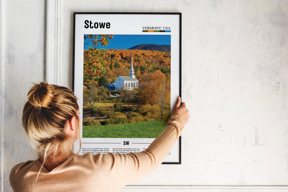 Stowe Print Stowe Poster Stowe Wall Art Oil Painting Poster Colorful City Print City Artwork Travel Artwork Travel Wall Art City Print - Image 2