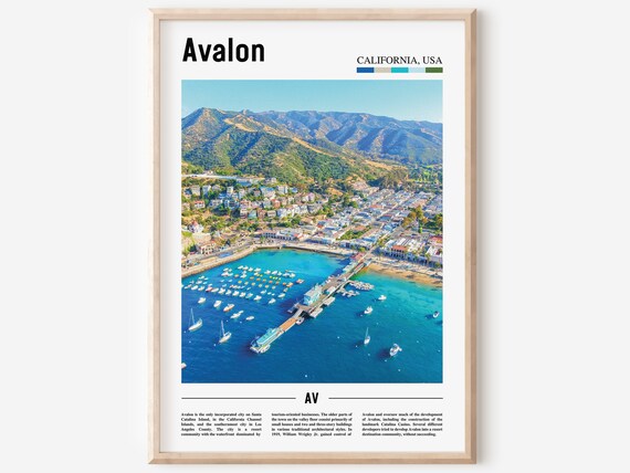Avalon California Catalina Island Harbor Minimal Travel Poster