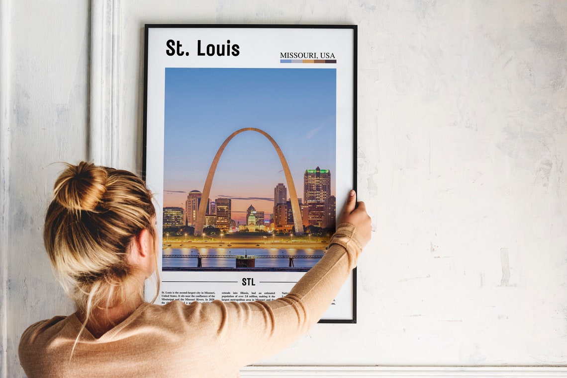 St Louis Gateway Arch Missouri Dusk Skyline Riverfront Landmark Poster - Image 2