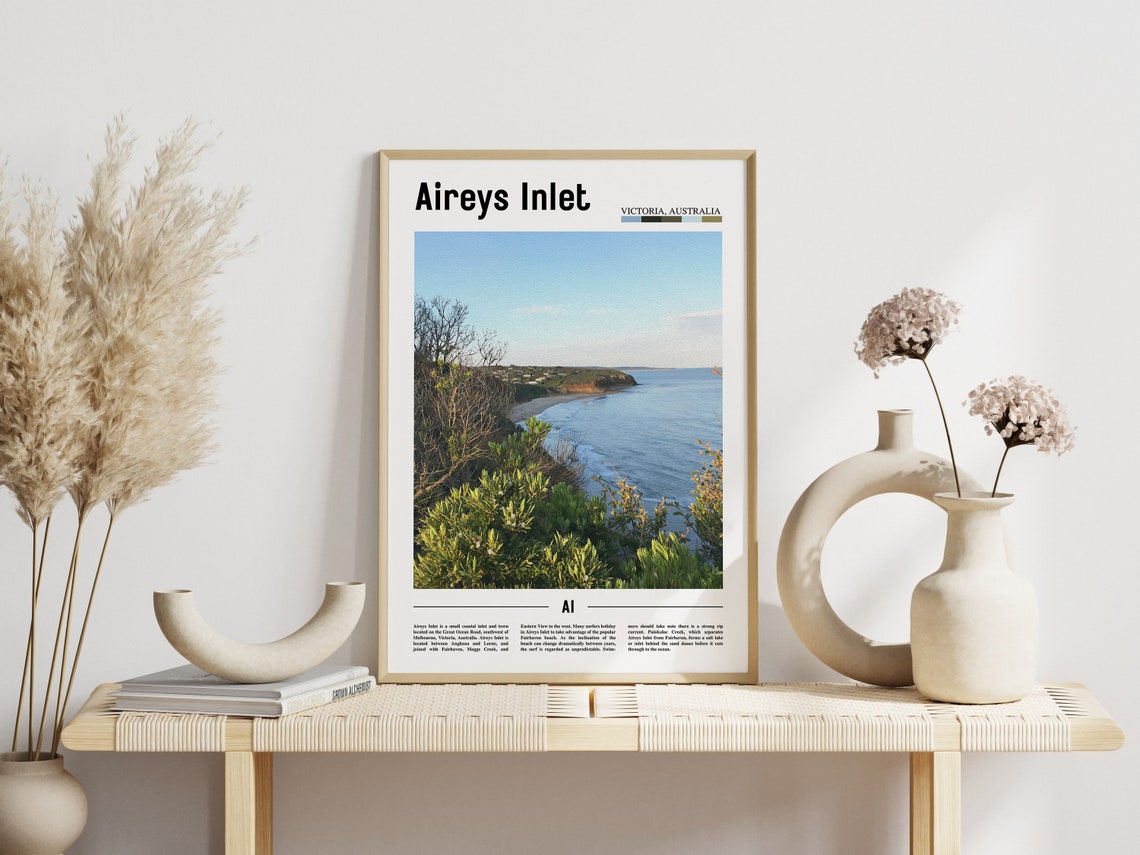 Aireys Inlet Print Aireys Inlet Poster Aireys Inlet Wall Art Minimal Travel Print Minimal City Poster Travel Oil Painting Poster - Image 3