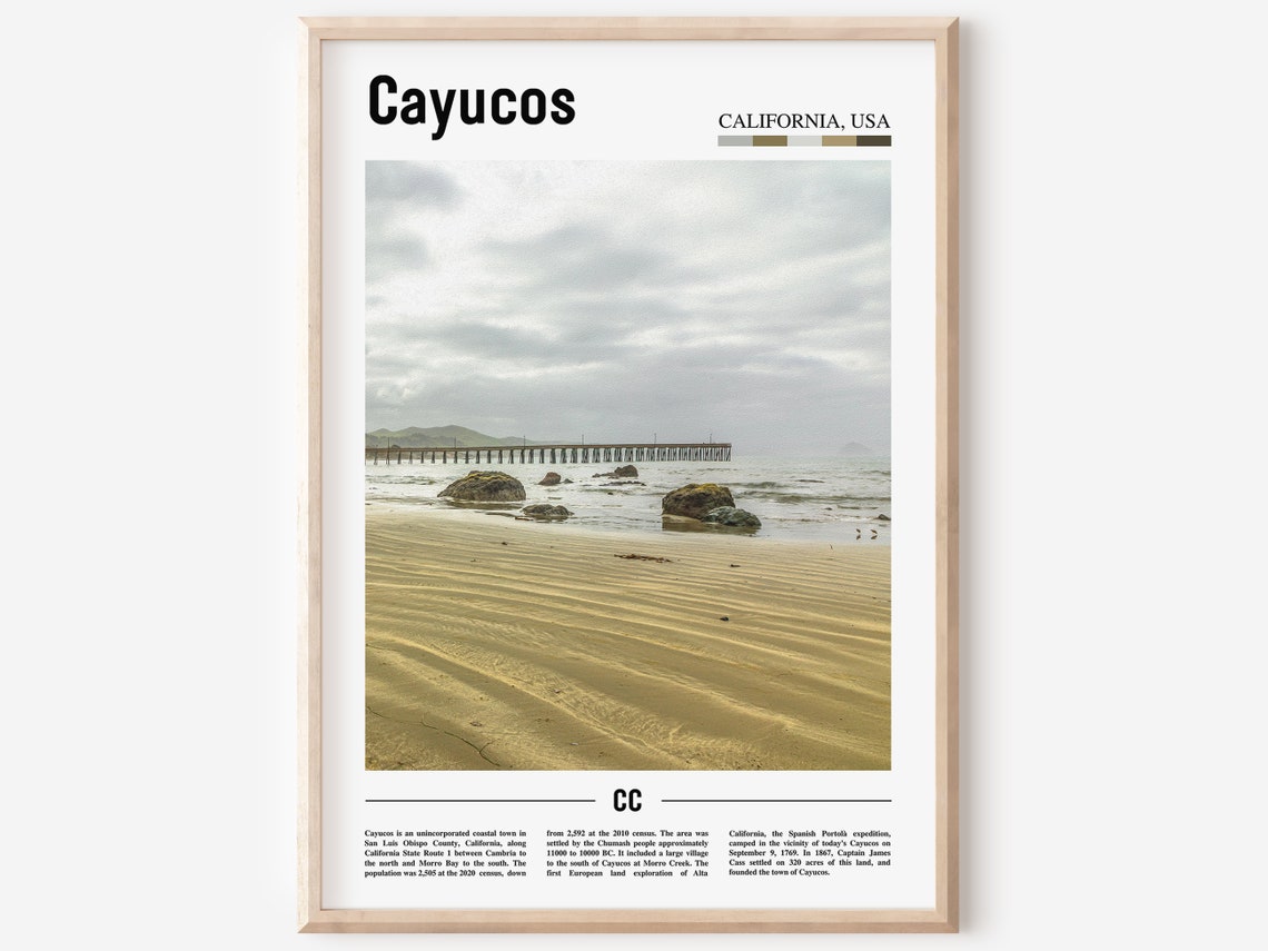 Cayucos Print Cayucos Poster Cayucos Wall Art Oil Painting Poster Colorful City Print City Artwork Travel Artwork Travel Wall Art