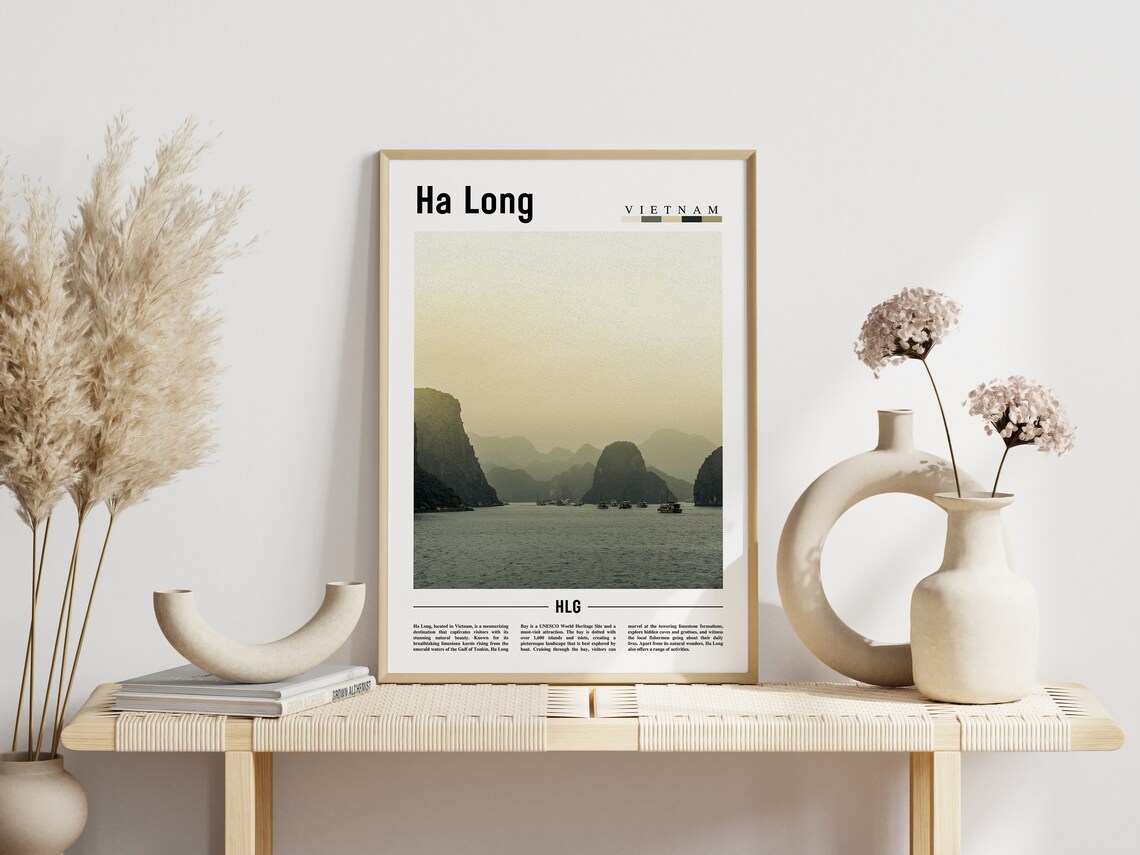 Ha Long Vietnam Limestone Karsts Bay Boats Misty Travel Poster - Image 3