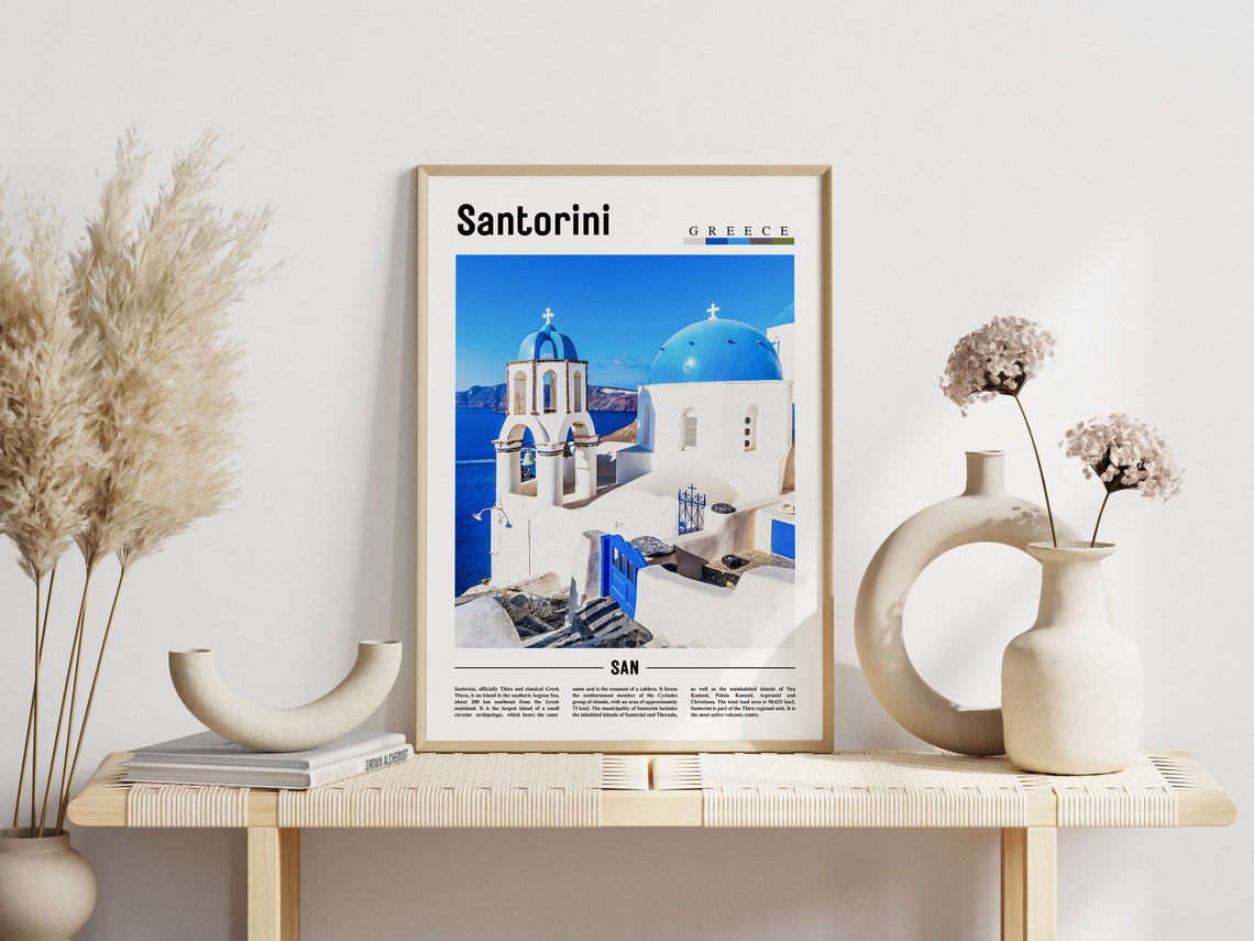 Santorini Print Santorini Poster Santorini Wall Art Oil Painting Poster Colorful City Print City Artwork Travel Artwork Travel Wall Art - Image 3