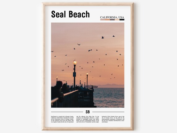 Seal Beach Print Seal Beach Poster Seal Beach Wall Art Minimal Travel Print Minimal City Poster Travel Destination Oil Painting Poster