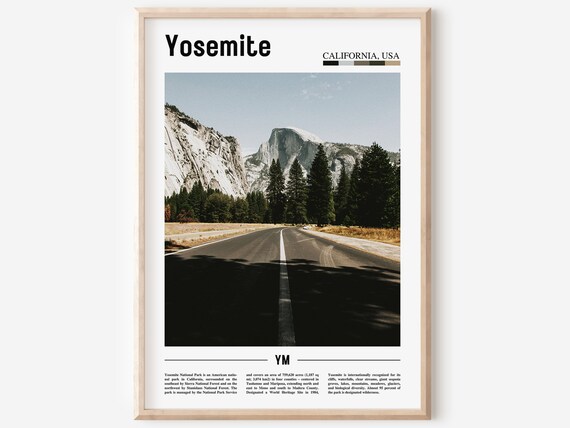 Yosemite California Half Dome Road Minimal Travel Photo Poster