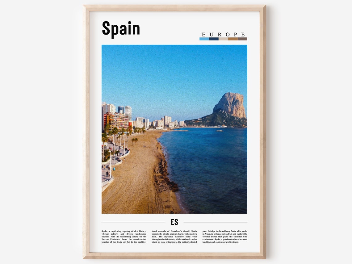 Spain Mediterranean Beach Limestone Headland Travel Photo Poster