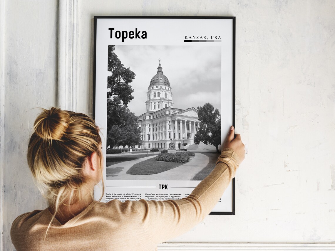 Topeka Kansas State Capitol Black And White Historic Photo Poster - Image 2