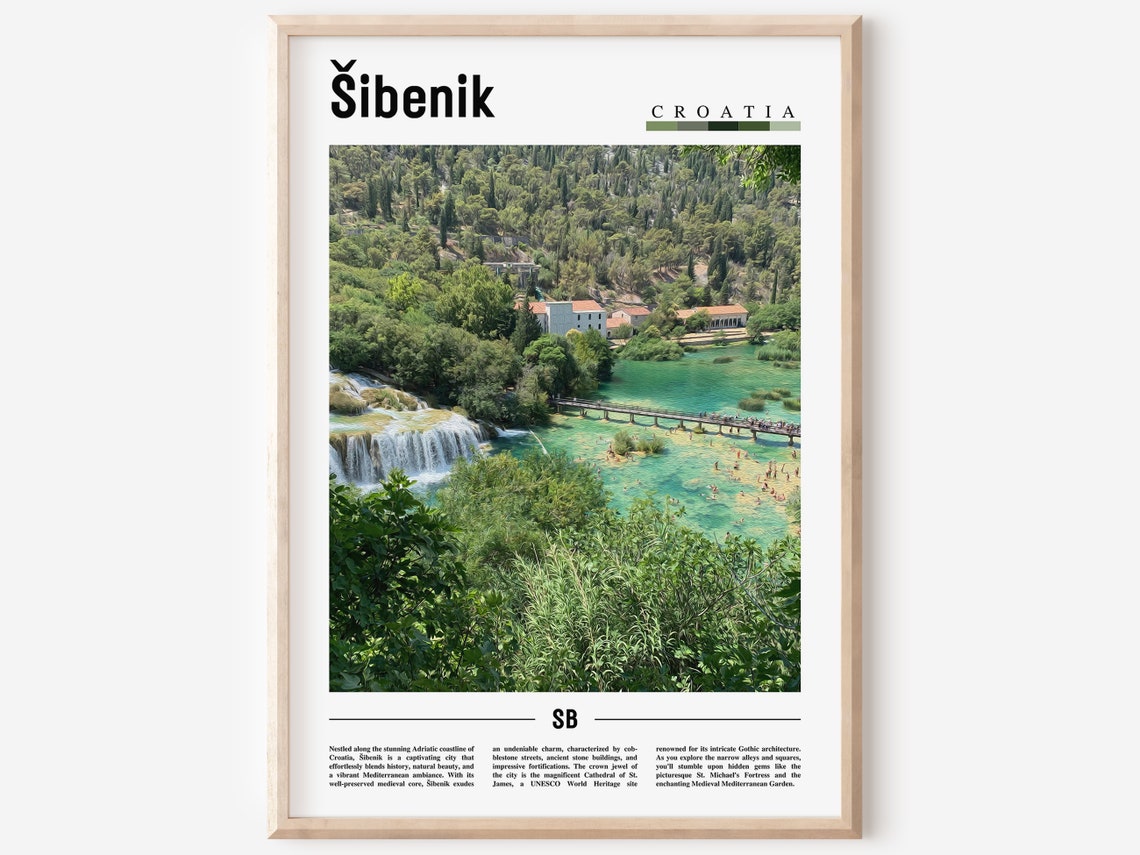 Sibenik Croatia Travel Photography Poster Waterfall River Park