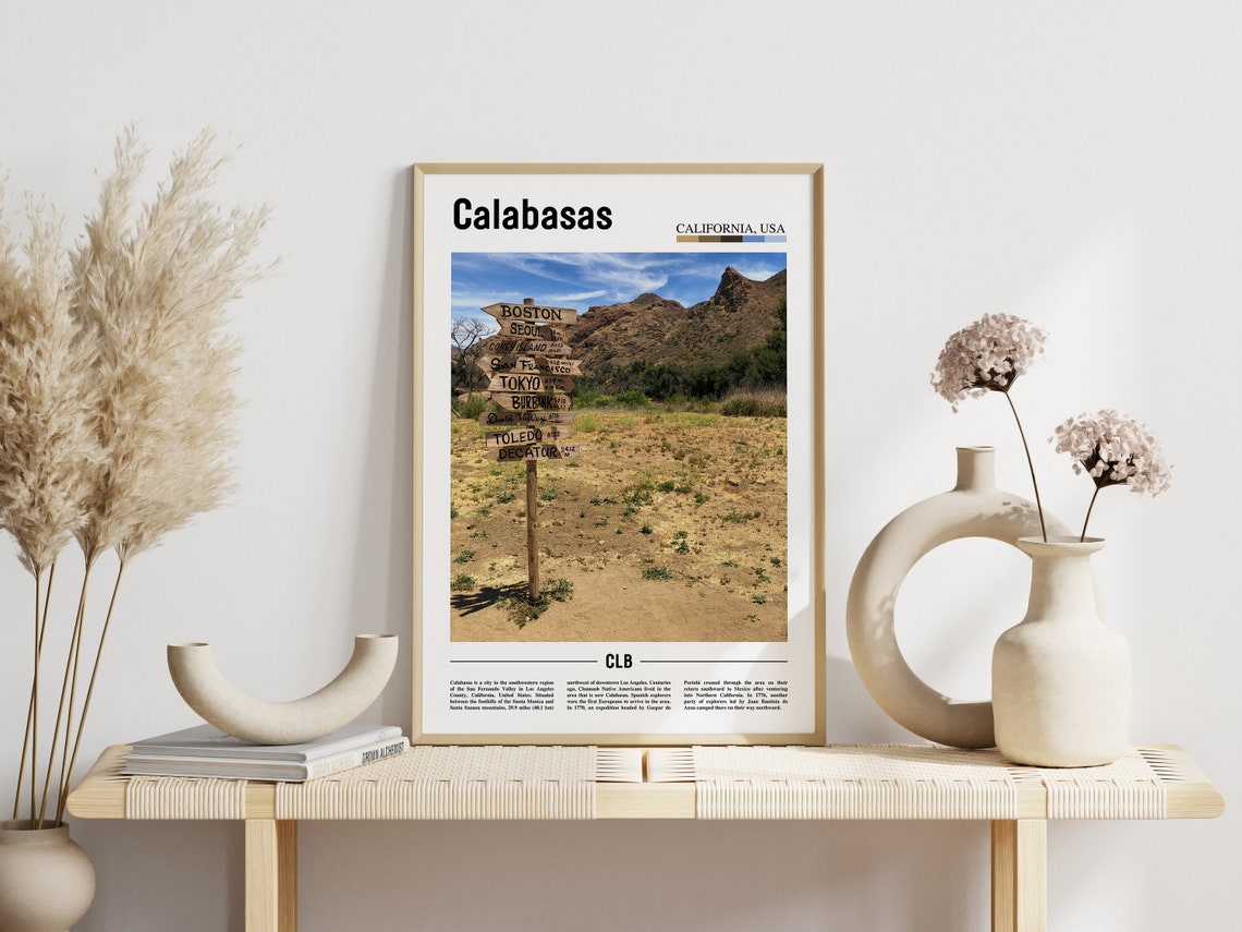 Calabasas Print Calabasas Poster Calabasas Wall Art Minimal Travel Print Minimal City Poster Travel Destination Oil Painting Poster - Image 3