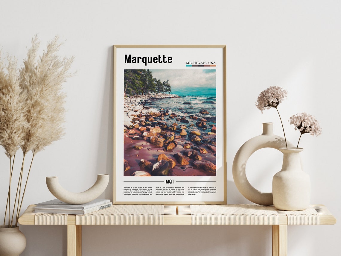 Marquette Michigan Lake Superior Rocky Shoreline Photo Poster - Image 3