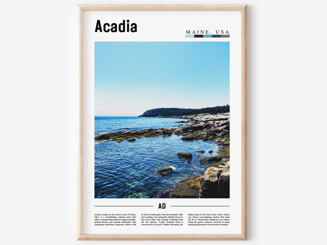 Acadia Poster Acadia Print Acadia Wall Art United States Photo United States Poster United States Print Travel Poster