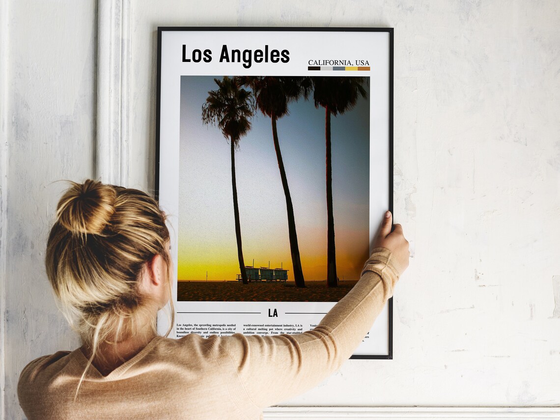 Los Angeles California Sunset Palm Trees Beach City Travel Poster - Image 2