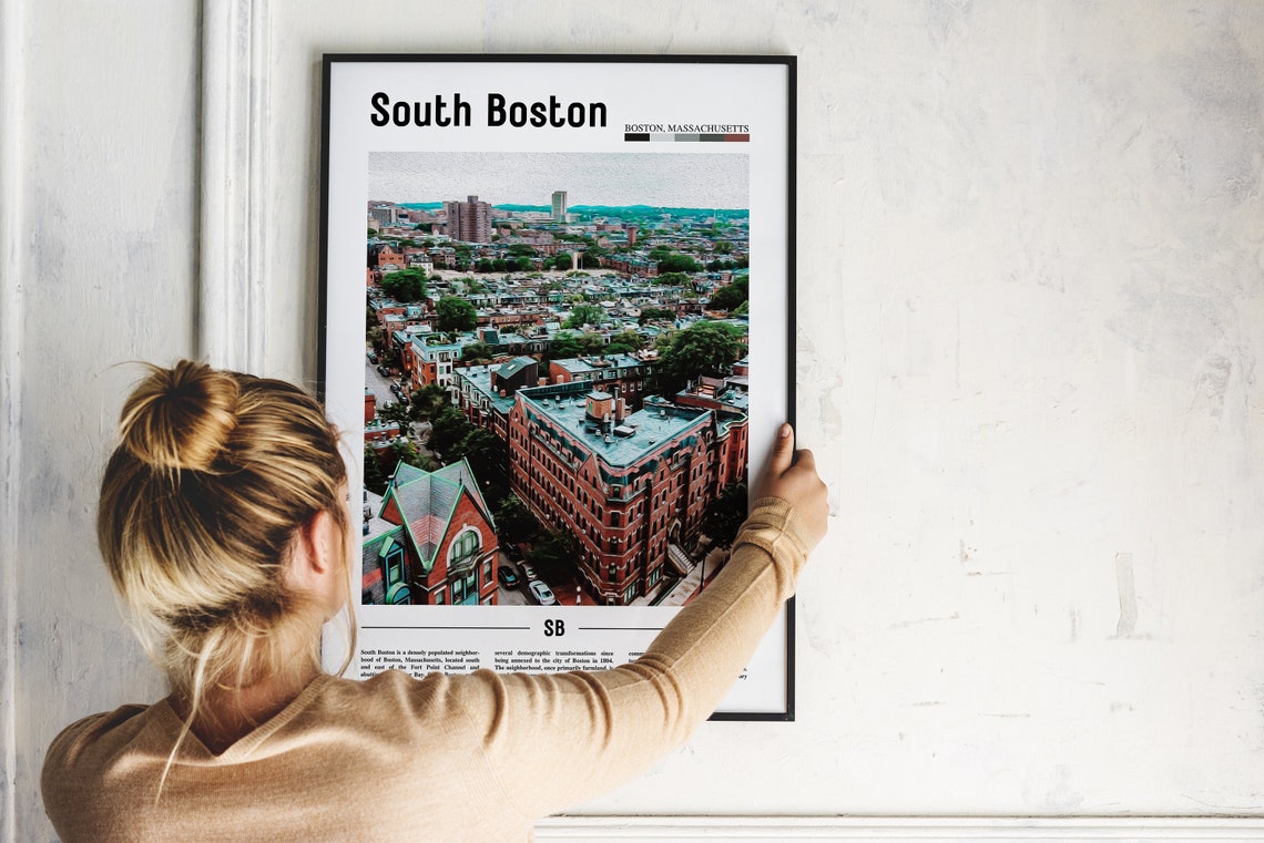 South Boston Massachusetts City Rooftops Skyline Travel Poster - Image 2