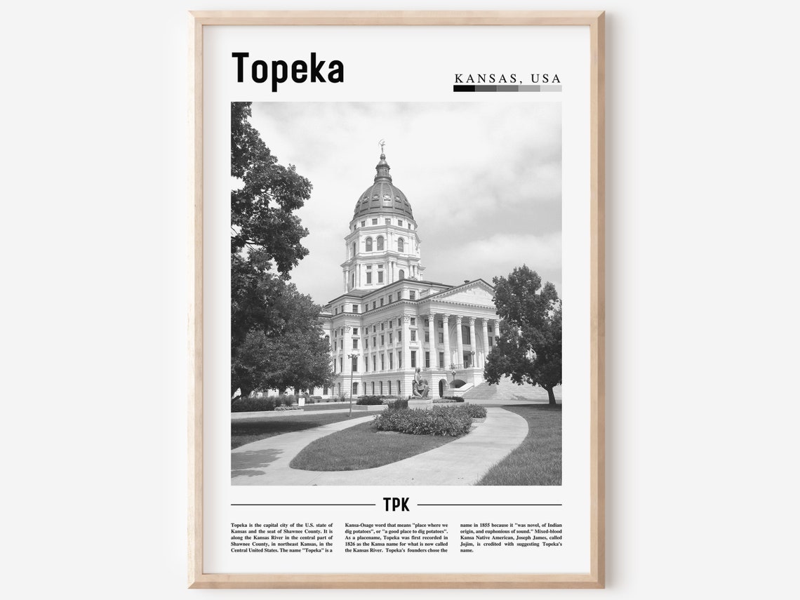 Topeka Kansas State Capitol Black And White Historic Photo Poster