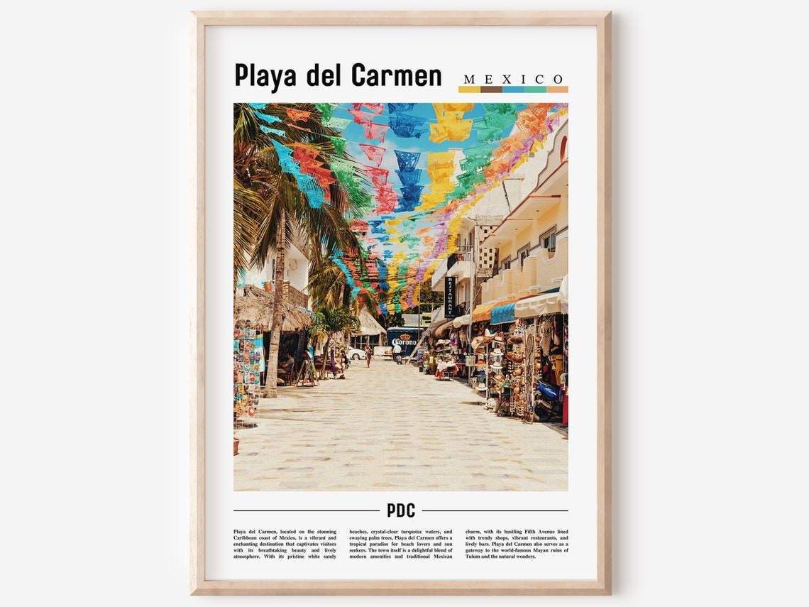 Playa Del Carmen Poster Playa Del Carmen Print Playa Del Carmen Wall Art Minimal Travel Print Travel Destination Oil Painting Poster